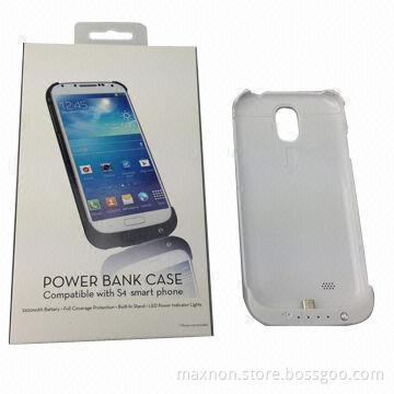 3,200mAh Power bank/external battery case for Galaxy S4/i9500, with screen protector leather